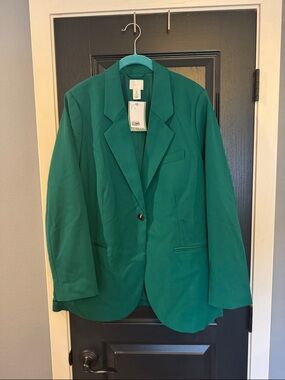 H&M Dark Kelly Green Single-Button Blazer
